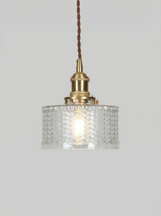 Pendant ceiling light with ribbed vintage design - clear