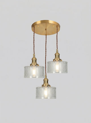 Pendant ceiling light with ribbed vintage design - clear