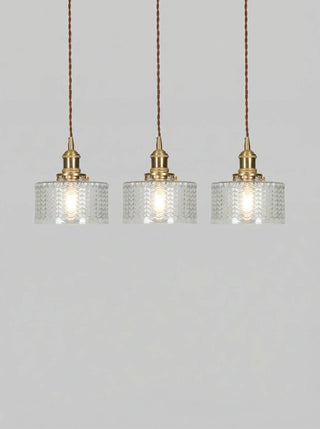 Pendant ceiling light with ribbed vintage design - clear
