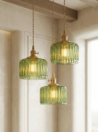 Pendant ceiling light with ribbed vintage design