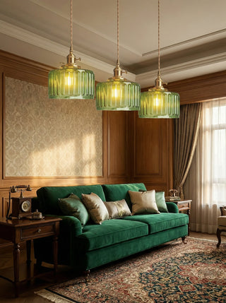 Pendant ceiling light with ribbed vintage design