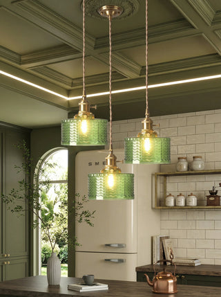Pendant ceiling light with ribbed vintage design