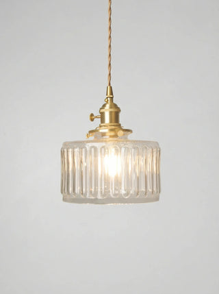 Pendant ceiling light with ribbed vintage design - clear