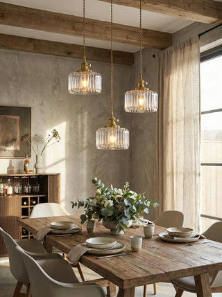 Pendant ceiling light with ribbed vintage design