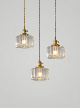 Pendant ceiling light with ribbed vintage design - clear