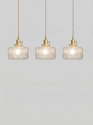 Pendant ceiling light with ribbed vintage design - clear