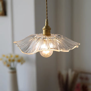 Vintage flower pendant light with sculpted shade