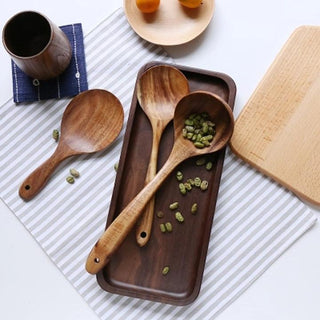 Kitchen Utensil Set With Natural Wooden Holder