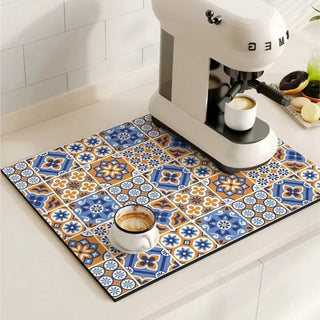 Kitchen Dish Drying Mat with Decorative Pattern