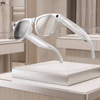 Smart Glasses with Bluetooth Audio for Music Calls - white