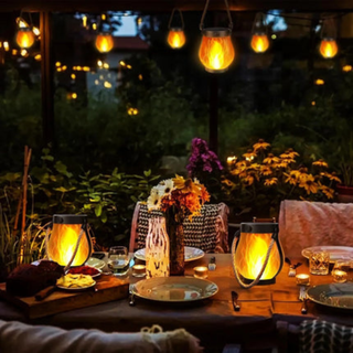 Solar Lantern Lights with Flame Effect for Outdoor Garden Decor