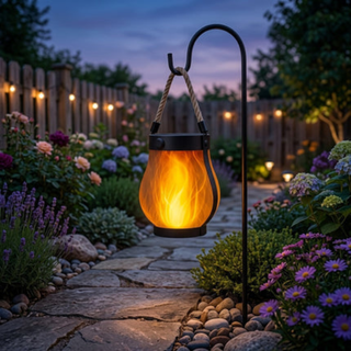 Solar Lantern Lights with Flame Effect for Outdoor Garden Decor