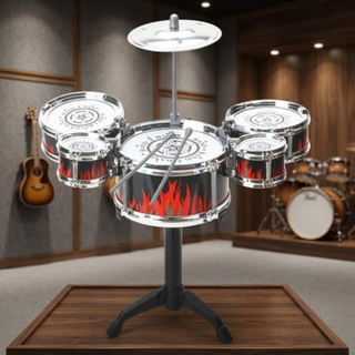 Kids Jazz Drum Set with Five Drums and Cymbal - black