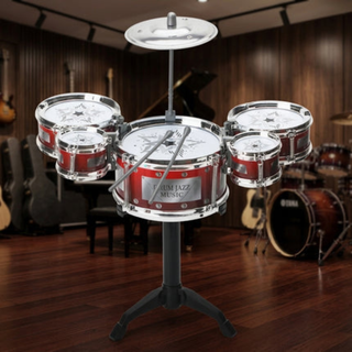 Kids Jazz Drum Set with Five Drums and Cymbal - red