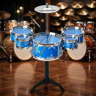 Kids Jazz Drum Set with Five Drums and Cymbal - blue