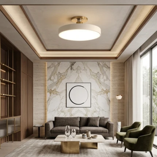 Flush Mount Ceiling Light With Modern Round LED - white