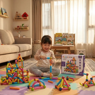 Magnetic building blocks for Montessori educational play