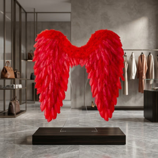 Feathered angel wings costume accessory for Halloween cosplay - red