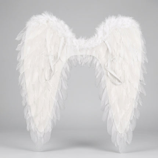 Feathered angel wings costume accessory for Halloween cosplay - white