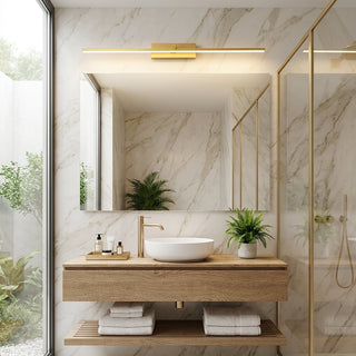 Vanity Wall Light with Slim Linear Aluminum Design - gold