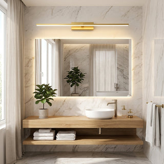 Vanity Wall Light with Slim Linear Aluminum Design - gold