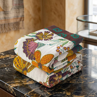 Decorative Blanket with Geometric Cotton Gauze Pattern