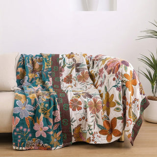 Decorative Blanket with Geometric Cotton Gauze Pattern