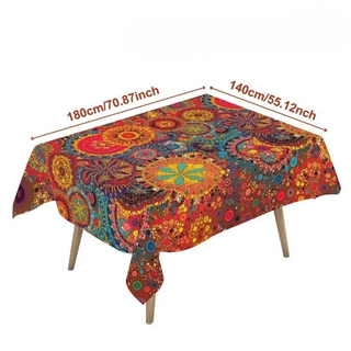 Tablecloth with Boho Fringe Rectangular Design