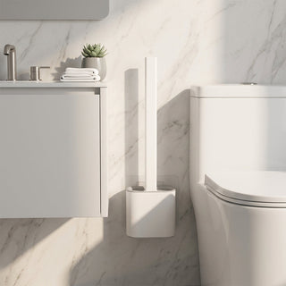 Toilet Brush with Wall Mounted Silicone Holder - white