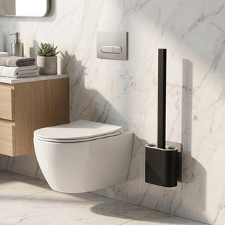 Toilet Brush with Wall Mounted Silicone Holder - black