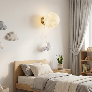 Wall Light With Astronaut Moon Design For Kids