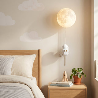 Wall Light With Astronaut Moon Design For Kids
