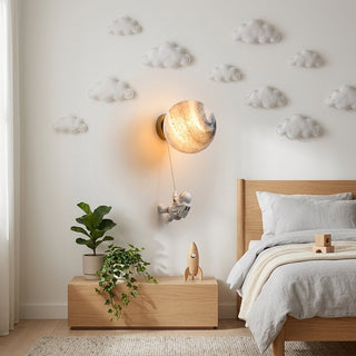 Wall Light With Astronaut Moon Design For Kids
