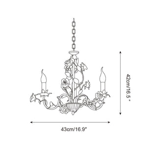 Chandelier With Vintage Ceramic Rose Branches