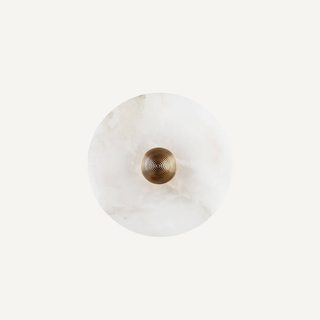Wall Light With Round Marble And Copper Accents