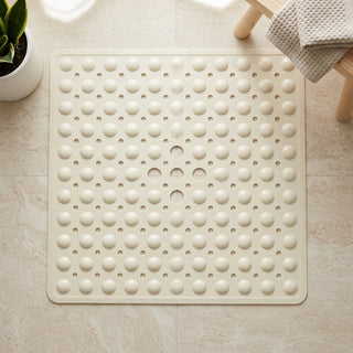 Shower Mat with Non-Slip Surface and Drainage Holes - cream ivory