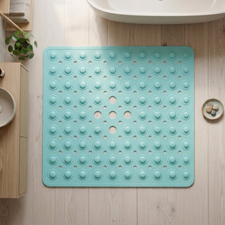 Shower Mat with Non-Slip Surface and Drainage Holes - aqua blue