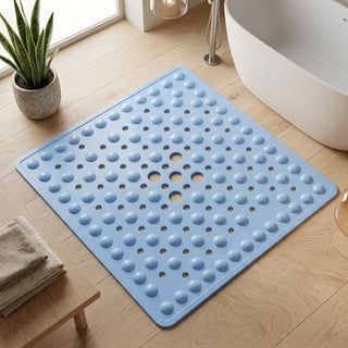 Shower Mat with Non-Slip Surface and Drainage Holes - baby blue