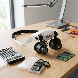 Hands Free Magnifying Headset With Interchangeable Lenses