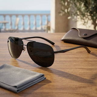 Aviator Sunglasses For Men With Polarized Metal Frame - black gray