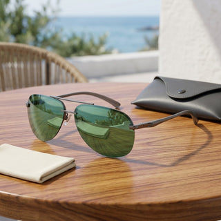 Aviator Sunglasses For Men With Polarized Metal Frame - blackgreen