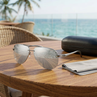 Aviator Sunglasses For Men With Polarized Metal Frame - silver gray