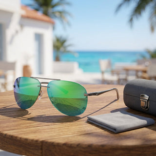 Aviator Sunglasses For Men With Polarized Metal Frame - green gray