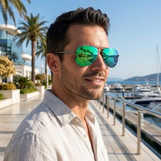 Aviator Sunglasses For Men With Polarized Metal Frame