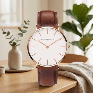 Men's Watch With Minimalist Stainless Steel Band - white brown