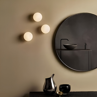 Wall Lamp with Round Glass Shade for Indoor Spaces