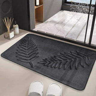 Bathroom Mat Set Leaf Pattern Non Slip Absorbent