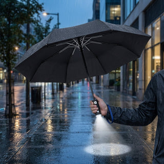Automatic Umbrella With LED Flashlight And Reverse Fold Canopy