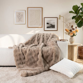 Reversible Blanket With Faux Fur Effect Home Decor - espresso brown