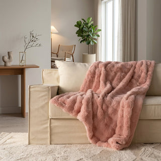 Reversible Blanket With Faux Fur Effect Home Decor - cypress pink